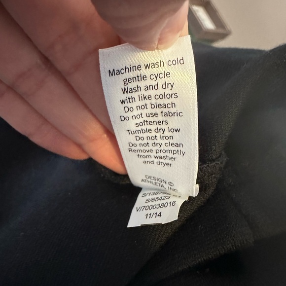 Black Athleta Ponte Illusion Dress, Crew neckline, Cap Sleeves, V back - Picture 6 of 7